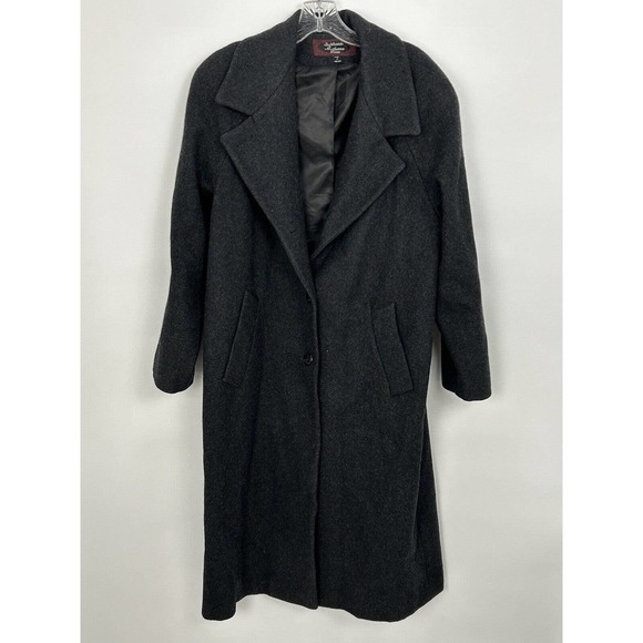 STEPHANIE MATTHEWS CHARCOAL GRAY soft 100% WOOL Coat Women Size 10 P (Flaw) - Picture 7 of 16